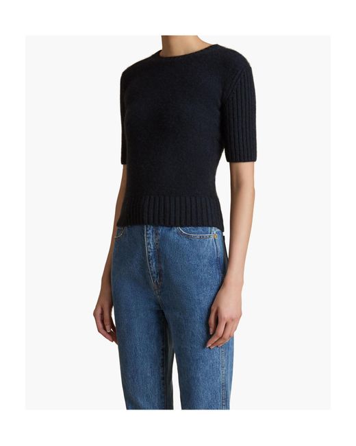 Khaite Blue Mia Short-Sleeved Jumper