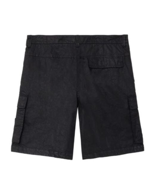 Stone Island Black Logo Patch Cargo Shorts for men