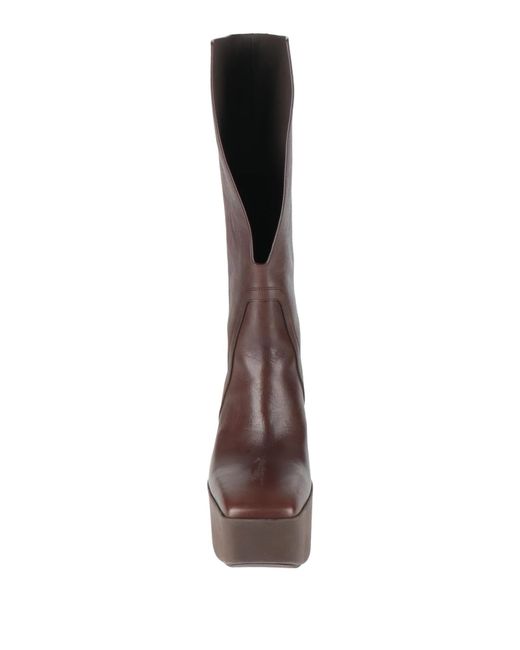 Rick Owens Brown Wedge Sole Leather Boots