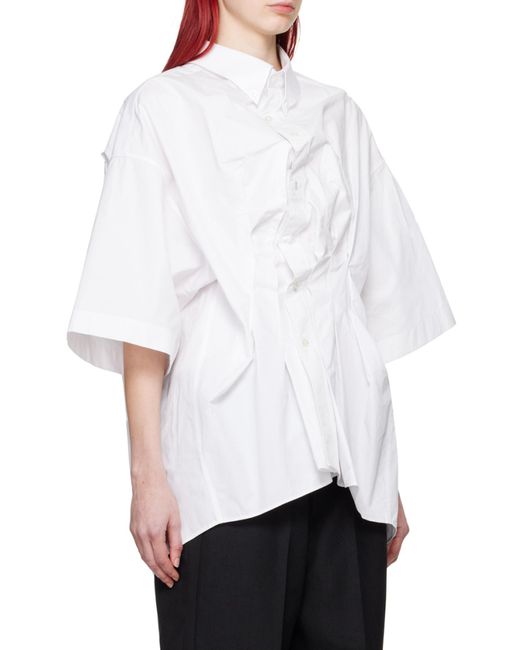 Maison Margiela Gray Runched Collared Short-Sleeve Shirt