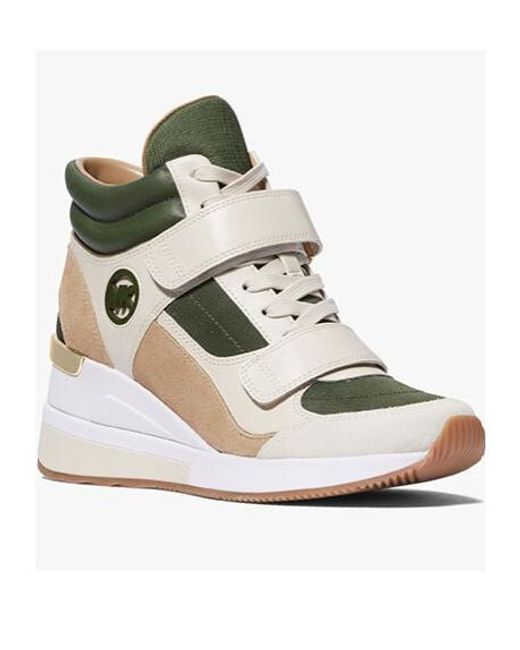 MICHAEL Michael Kors Natural Gentry High-Top Leather Wedge Sneakers