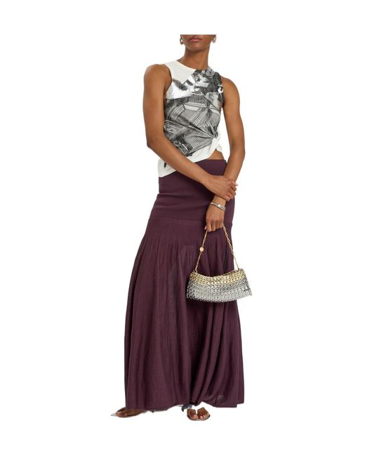 Rabanne Gray Metallic-Print Stretch-Cotton Tank Top