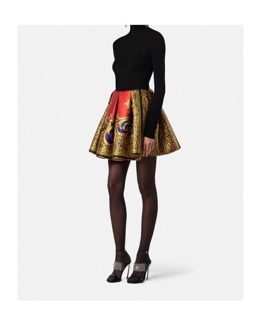 Versace Red Volume-Pleats Ballet Mini Skirt