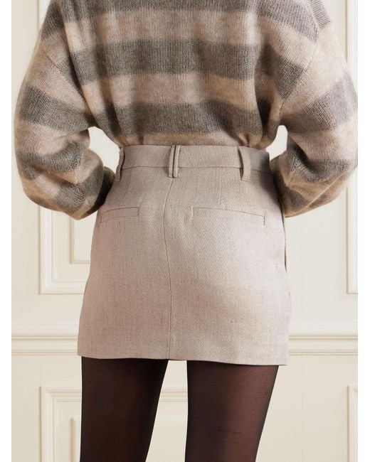 Brunello Cucinelli Natural Belt-Loop Skirt