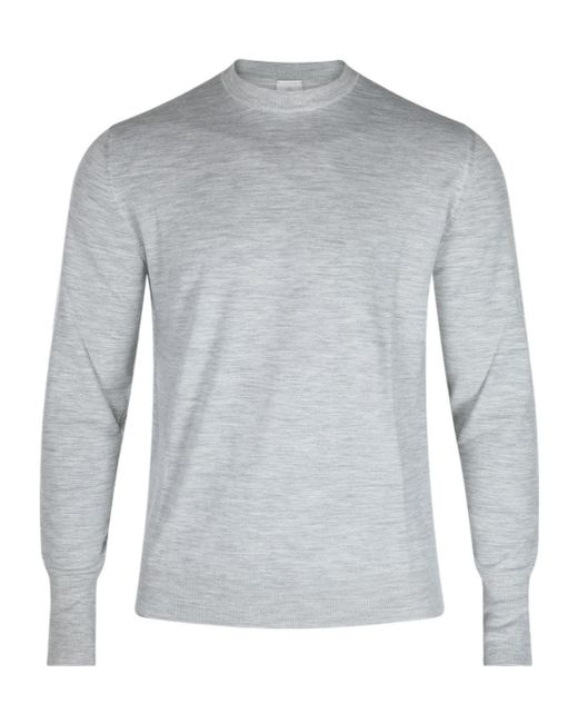 Eleventy Gray Ribbed Crewneck Jumper for men