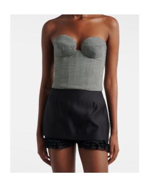 Magda Butrym Gray Herringbone Wool-Blend Bustier Top