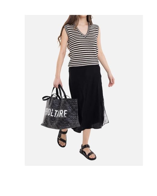 Anine Bing Black Lowen Striped V-Neck Vest