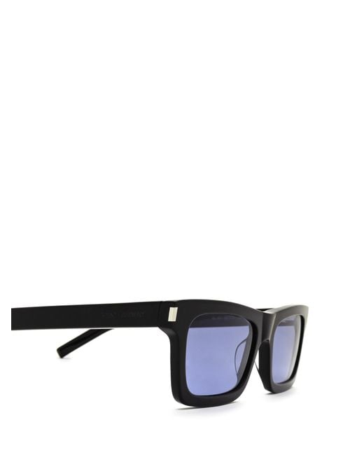 Saint Laurent Blue Eyewear Rectangular Frame Sunglasses