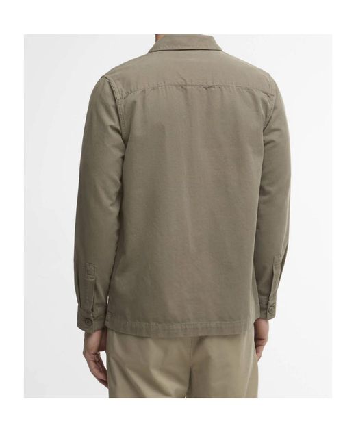 Barbour Green Washed Cotton Overshirt for men