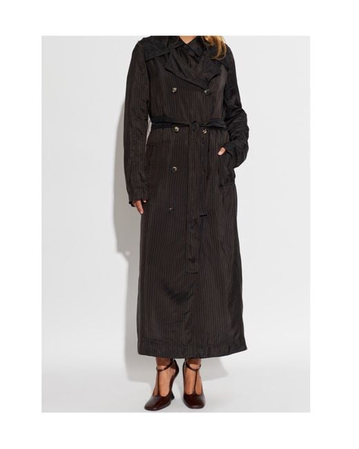 Dries Van Noten Black Double-Breasted Trench Coat
