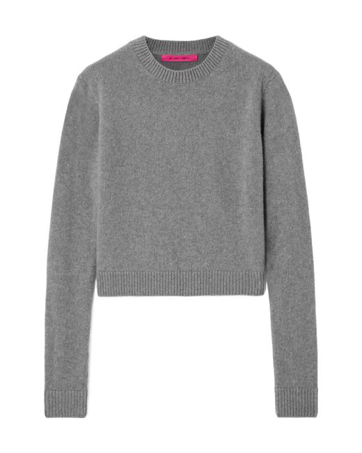 The Elder Statesman Gray Cashmere Short Sweater