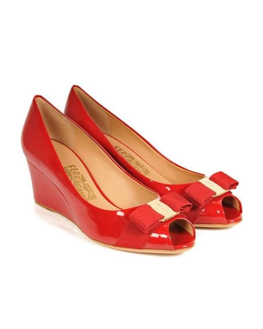 Ferragamo Red Bow Wedges
