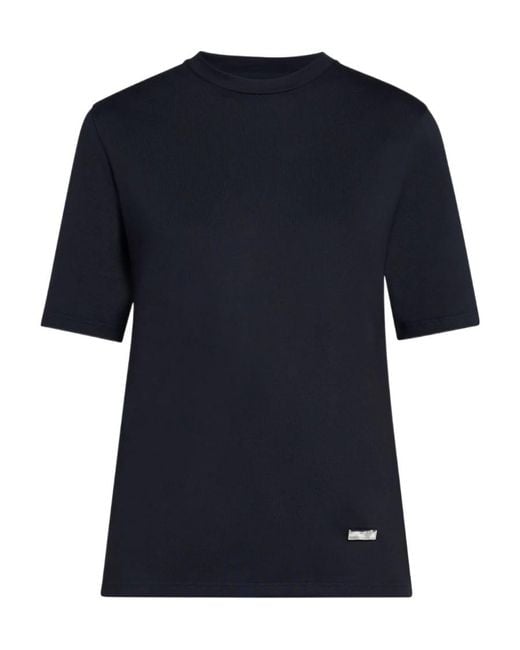 Jil Sander Blue Logo-Plaque Cotton T-Shirt