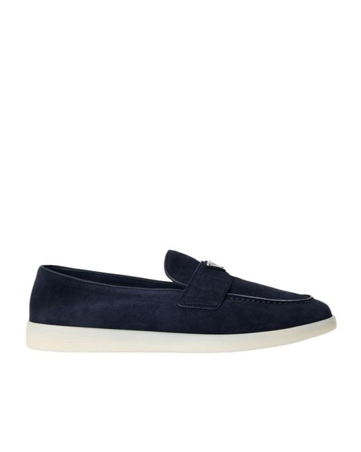 Prada Blue Logo Loafers for men