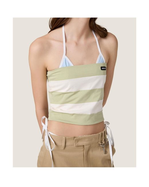 Miu Miu Natural Striped Bandeau Top
