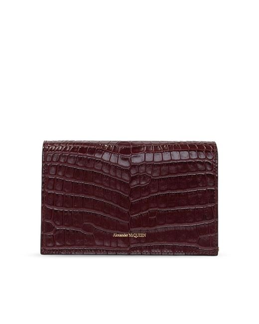 McQueen Gray Skull Embossed Crossbody Bag
