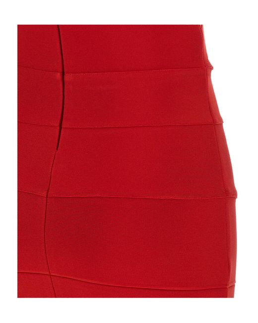 ROTATE BIRGER CHRISTENSEN Red Cross-Band Off-Shoulder Mini Dress