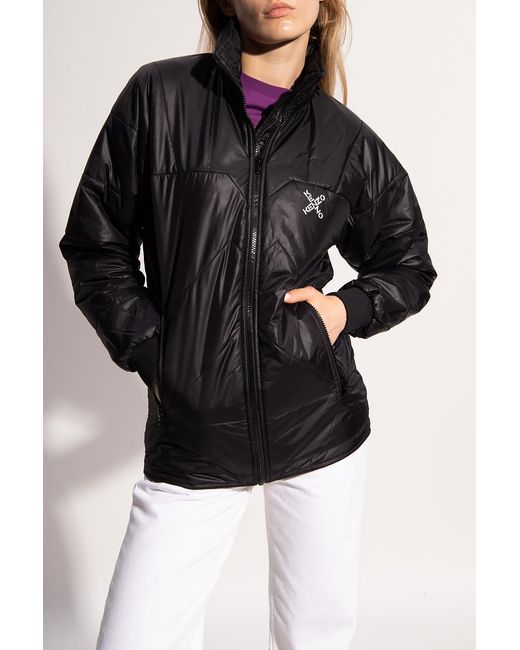 KENZO Black Logo-Print Puffer Jacket