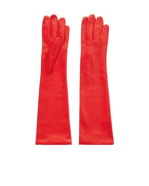 Nour Hammour Red Leather Gloves