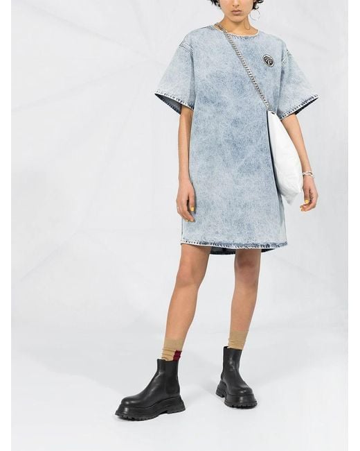 MM6 by Maison Margiela Blue Acid-Wash Denim Dress