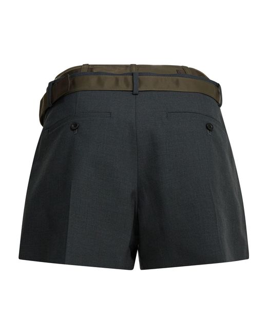 Sacai Black Buckle Detailed Shorts