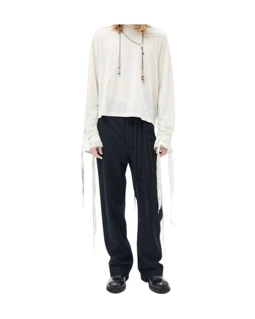 Ann Demeulemeester White Brushed-Wool Trousers for men
