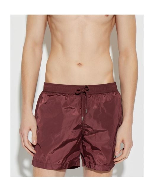 Moncler Red Logo Patch Swim Shorts for men