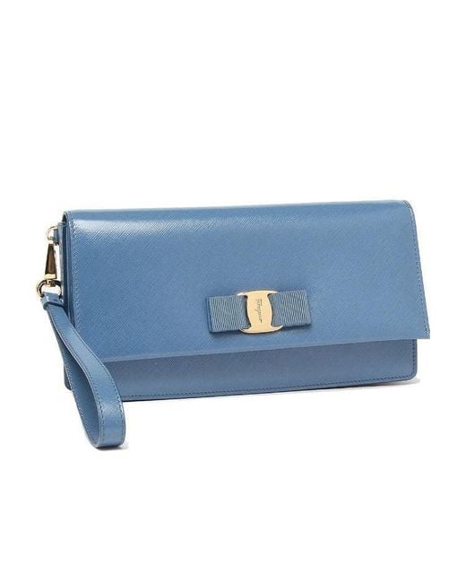 Ferragamo Blue Logo Clutch