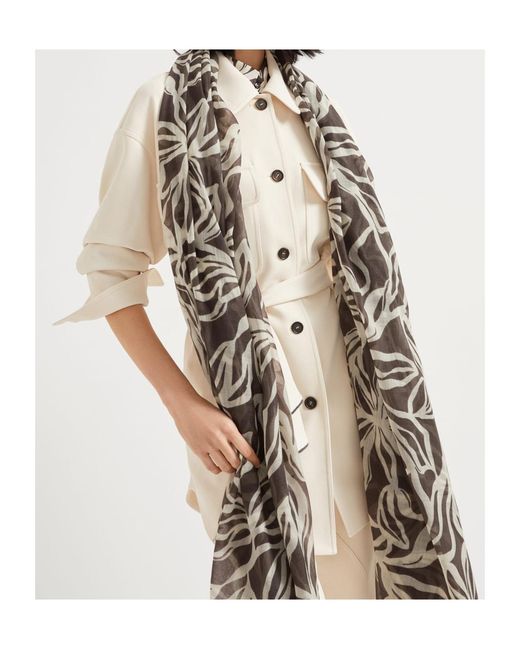 Brunello Cucinelli Multicolor Floral-Print Scarf