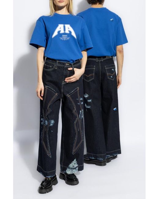 Adererror Blue Short-Sleeved T-Shirt for men