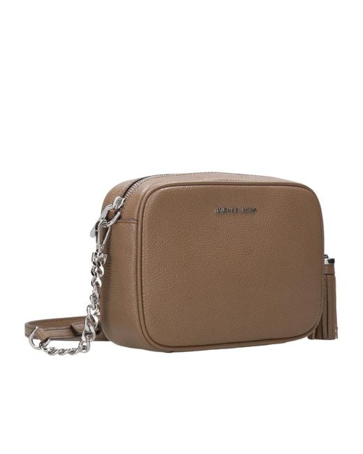 MICHAEL Michael Kors Brown Ginny Logo Plaque Crossbody Bag