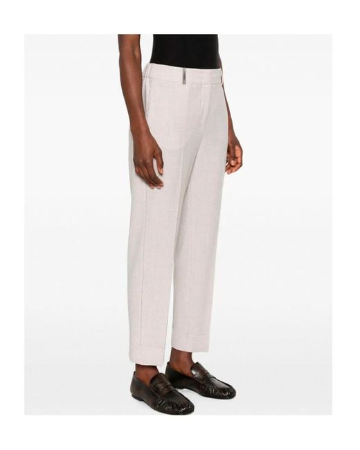 Peserico White Belt-Loops Trousers