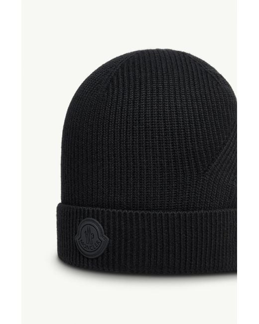 Moncler Black Wool Beanie for men