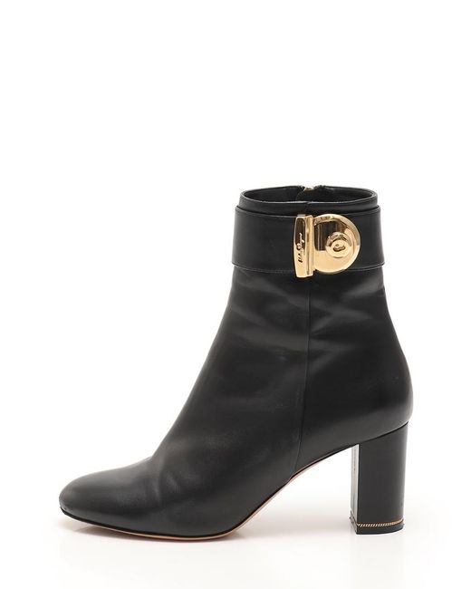 Ferragamo Black Fiamma High-Heeled Ankle Boots