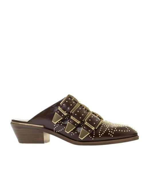 Chloé Brown Chloé Susan Studded Heeled Mules