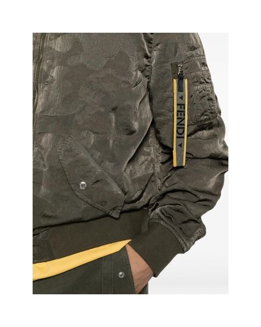 Fendi Green Camouflage-Pattern Bomber Jacket for men