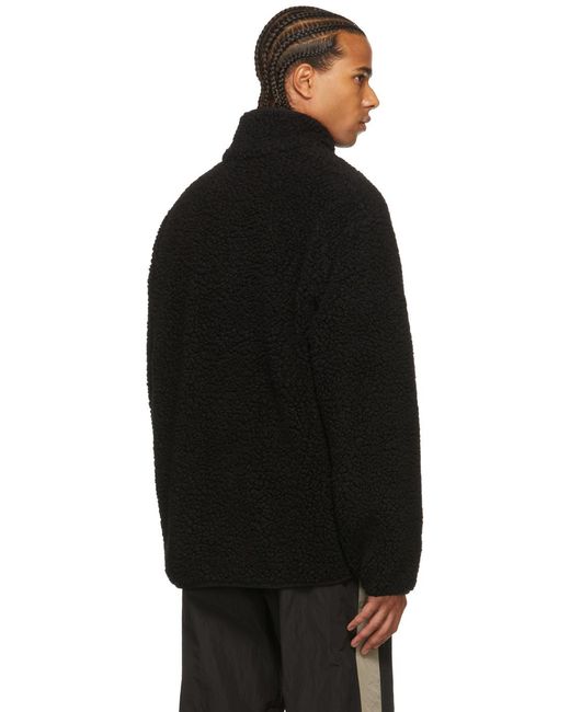 Palm Angels Black Braid-Detail Fleece Jacket for men