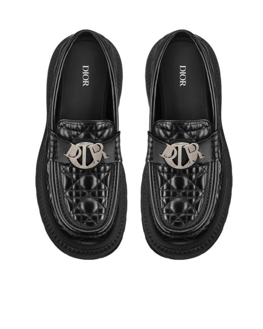 Dior Black Homme Logo Plaque Slip-On Buffalo Loafers for men