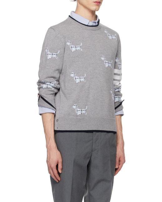 Thom Browne Gray Bar Striped Knit Jumper for men
