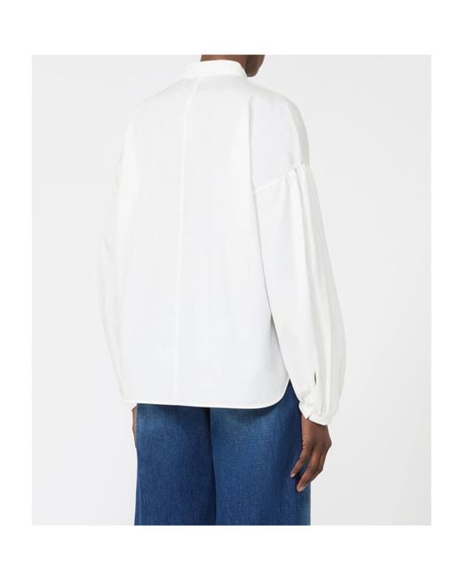 Max Mara White Studio Ginnasta Poplin Embellished Top