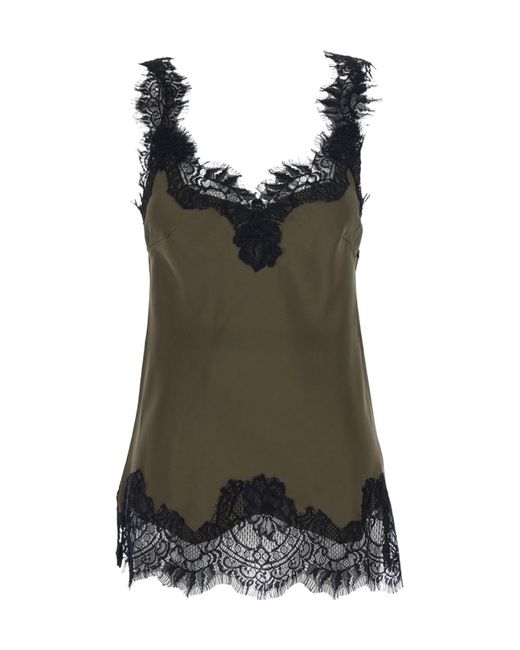 Gold Hawk Green Lace-Trimmed Sleeveless Top