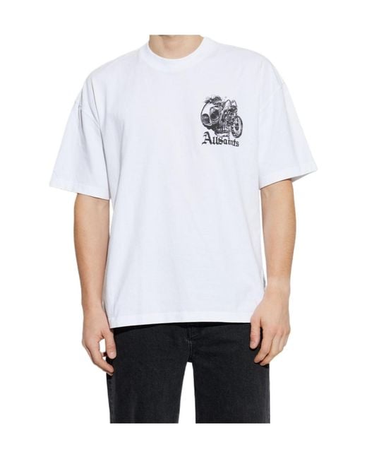 AllSaints White Panhead Skull Graphic T-Shirt for men