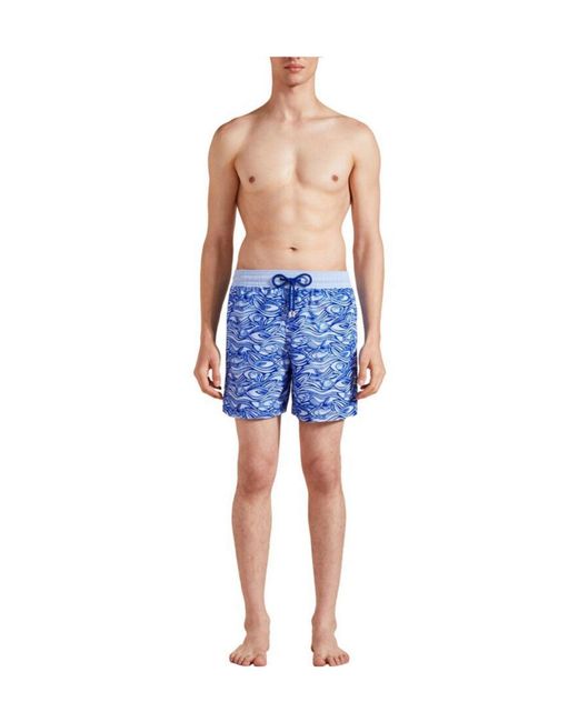 Vilebrequin Blue Fish Pattern Quick-Dry Swim Trunks for men
