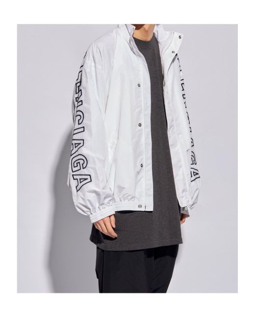 Balenciaga White Logo Printed Jacket for men