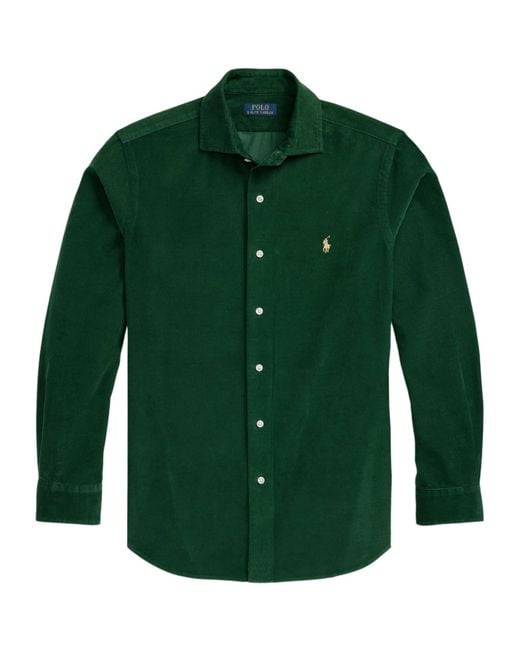 Polo Ralph Lauren Green Pony Embroidered Corduroy Shirt for men