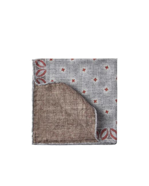 Brunello Cucinelli Gray Patterned Pocket Square for men