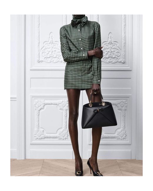 Dior Green Blouse With Removable Bow Tie