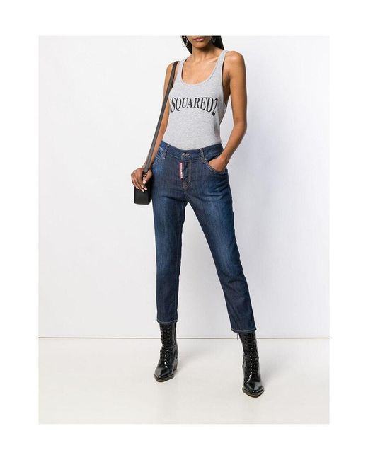 DSquared² Blue Cropped Girlfriend Fit Jeans