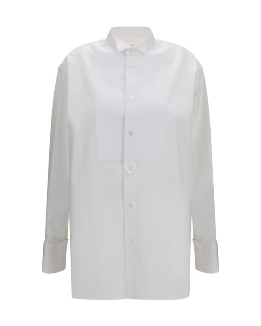 Saint Laurent White Pleated Bib Tuxedo Shirt