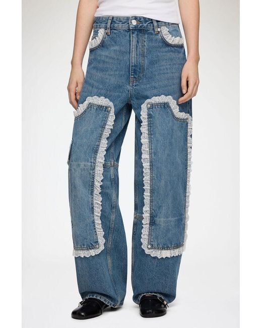 Ganni Blue Audri Lace Jeans